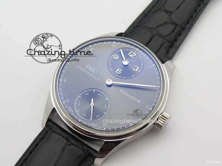 MIROTIME 0513 Portuguese IW544404 SS Gray Dial On Black Leather Strap A Practical 7259